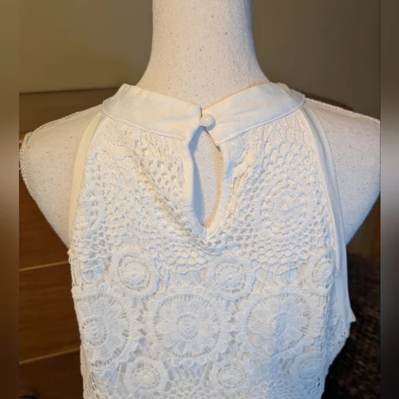 White Boho Lace Loose Fit Tank Top Halter Top Neck XXL - Picture 12 of 15